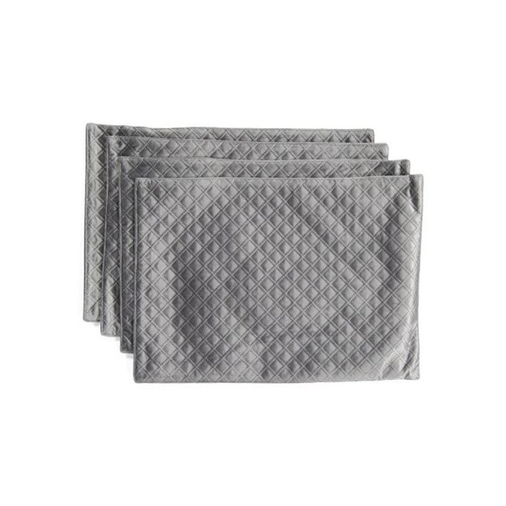 New - Galerie Home Set Of 4 Quilted Velvet Placemats - Grey